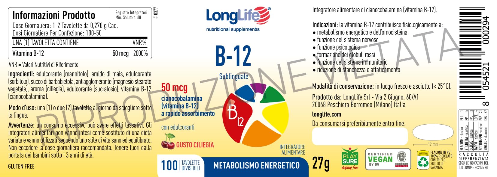 longlife-b12-50-mcg-vitamina-b12-sublinguale-100-tavolette image 3