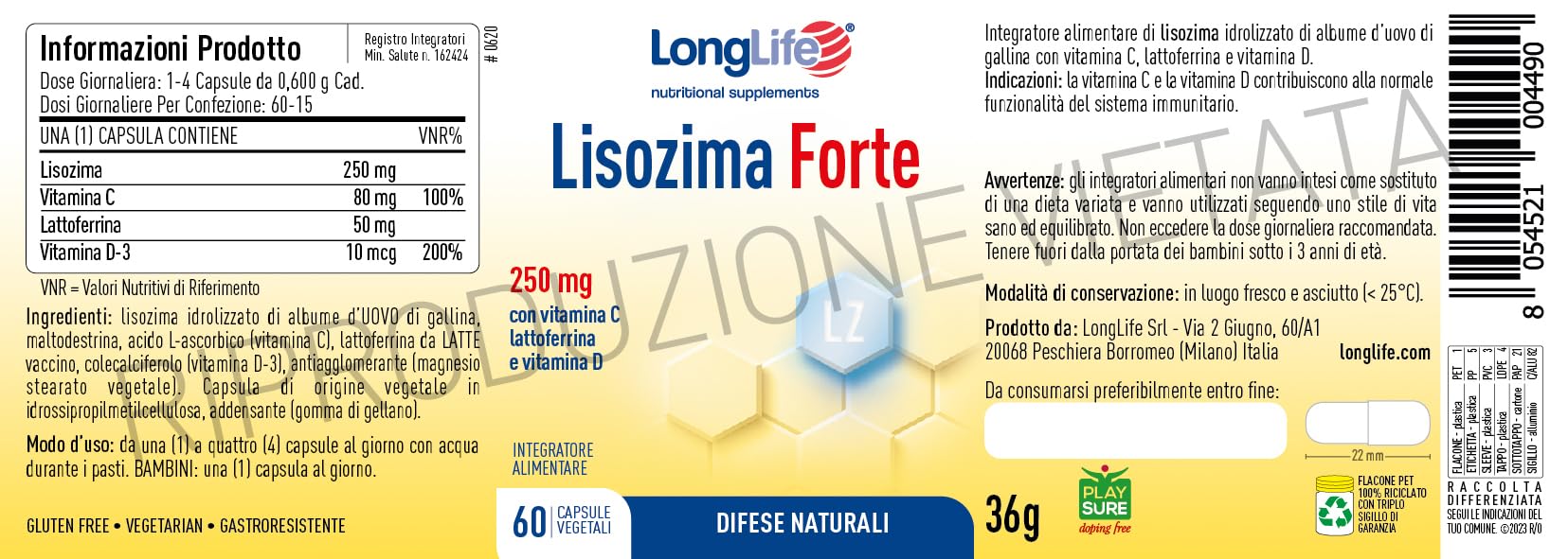 longlife-lisozima-forte-250-mg-lisozima-vitamina-c-lattoferrina-e-d3-capsule-gas image 3