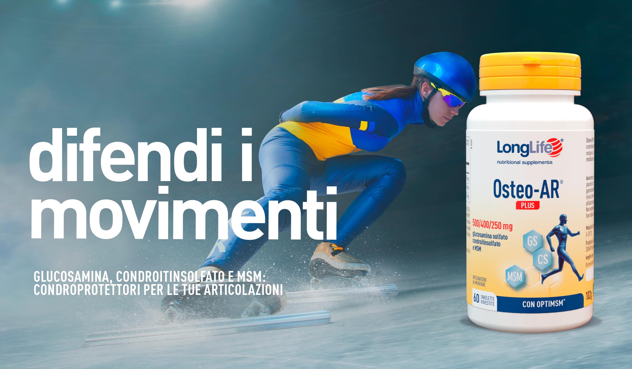 longlife-osteo-ar-plus-glucosamina-condroitina-msm-optimsm-60-tavolette image 2