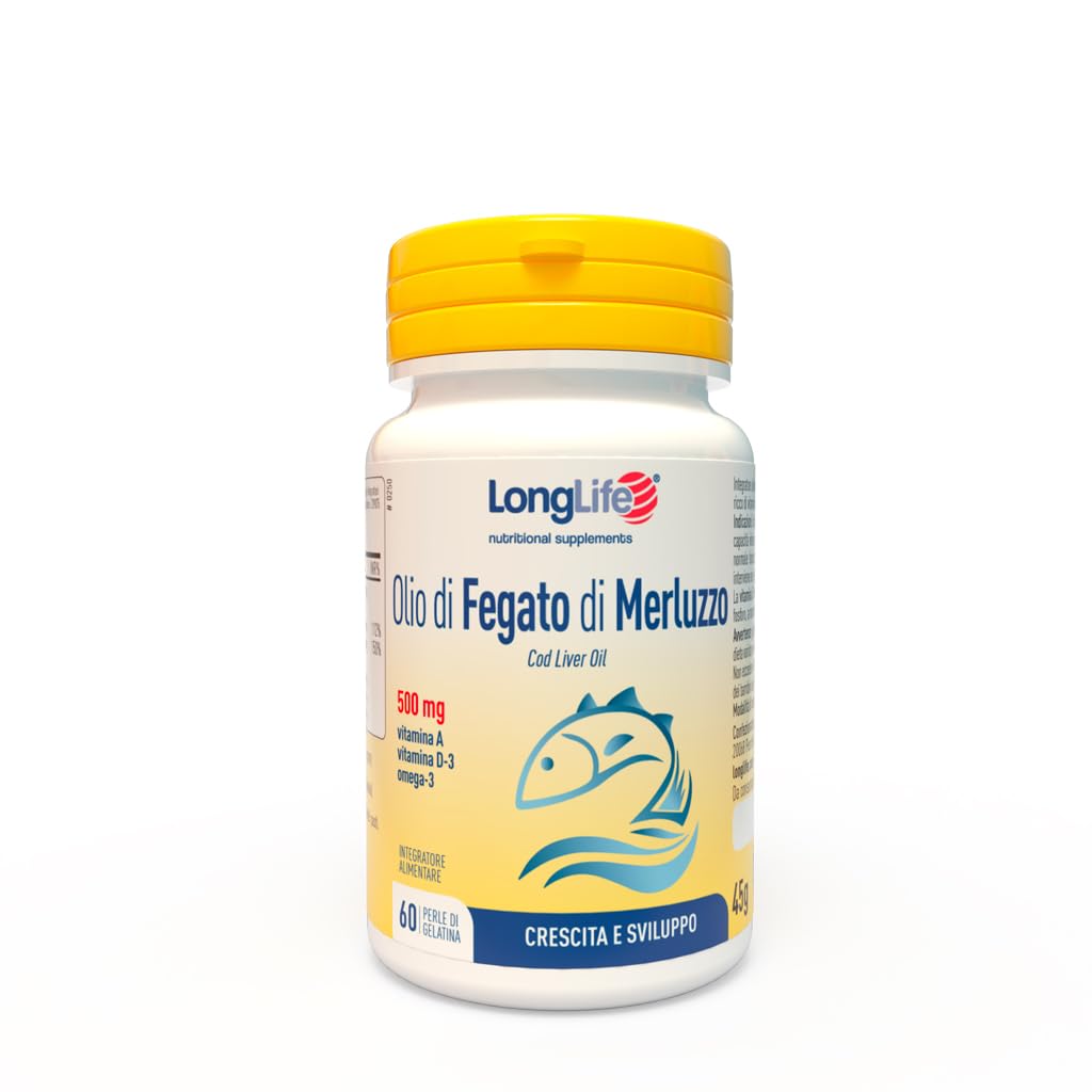 longlife-olio-di-fegato-di-merluzzo-500mg-perle-omega-3-epa-dha-vitamina-a-d3 image 1