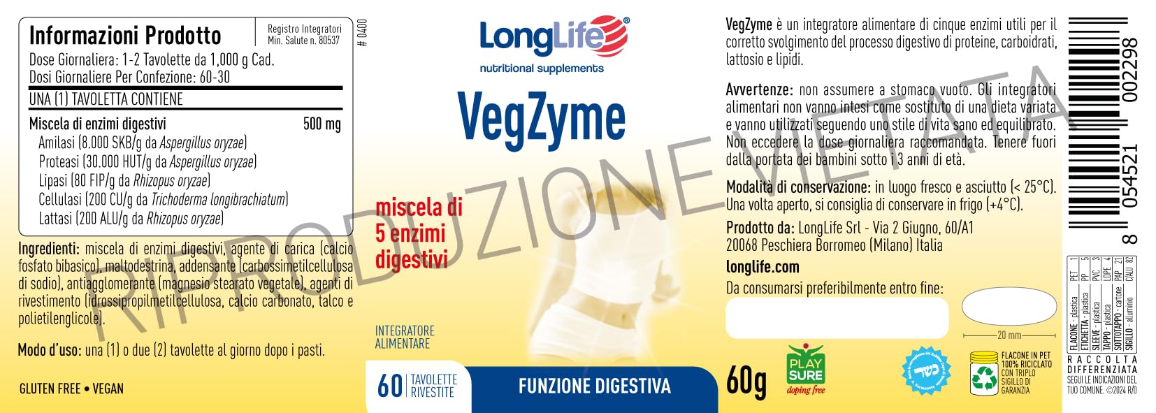 longlife-vegzyme-integratore-enzimi-digestivi-vegetali-amilasi-lipasi-lattasi-60 image 3