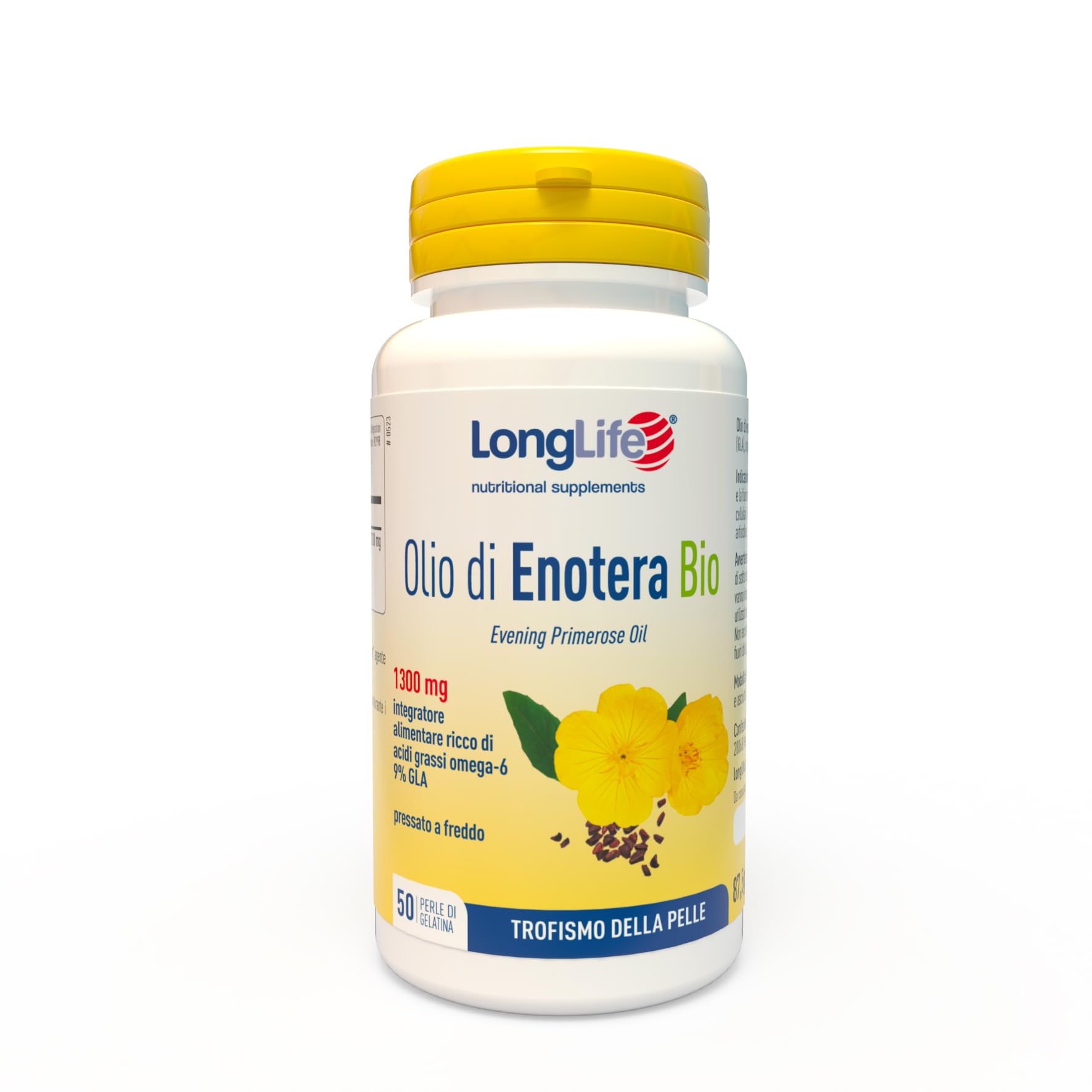 longlife-olio-di-enotera-bio-1300mg-integratore-omega-6-gla-9-in-perle image 1