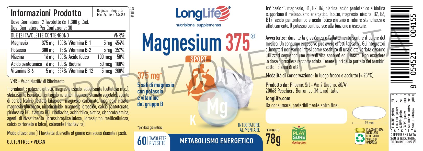 longlife-magnesium-375-sport-5-sali-magnesio-potassio-vitamine-b-tavolette image 3
