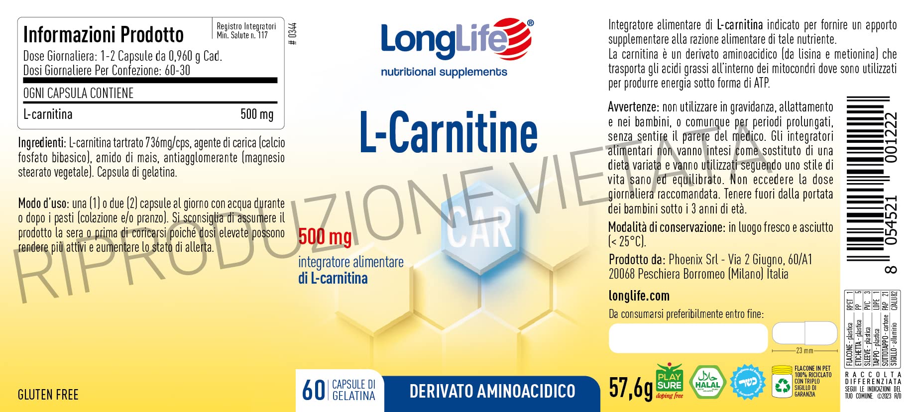 longlife-l-carnitine-500mg-integratore-in-capsule-60-capsule-energia-muscolare image 3