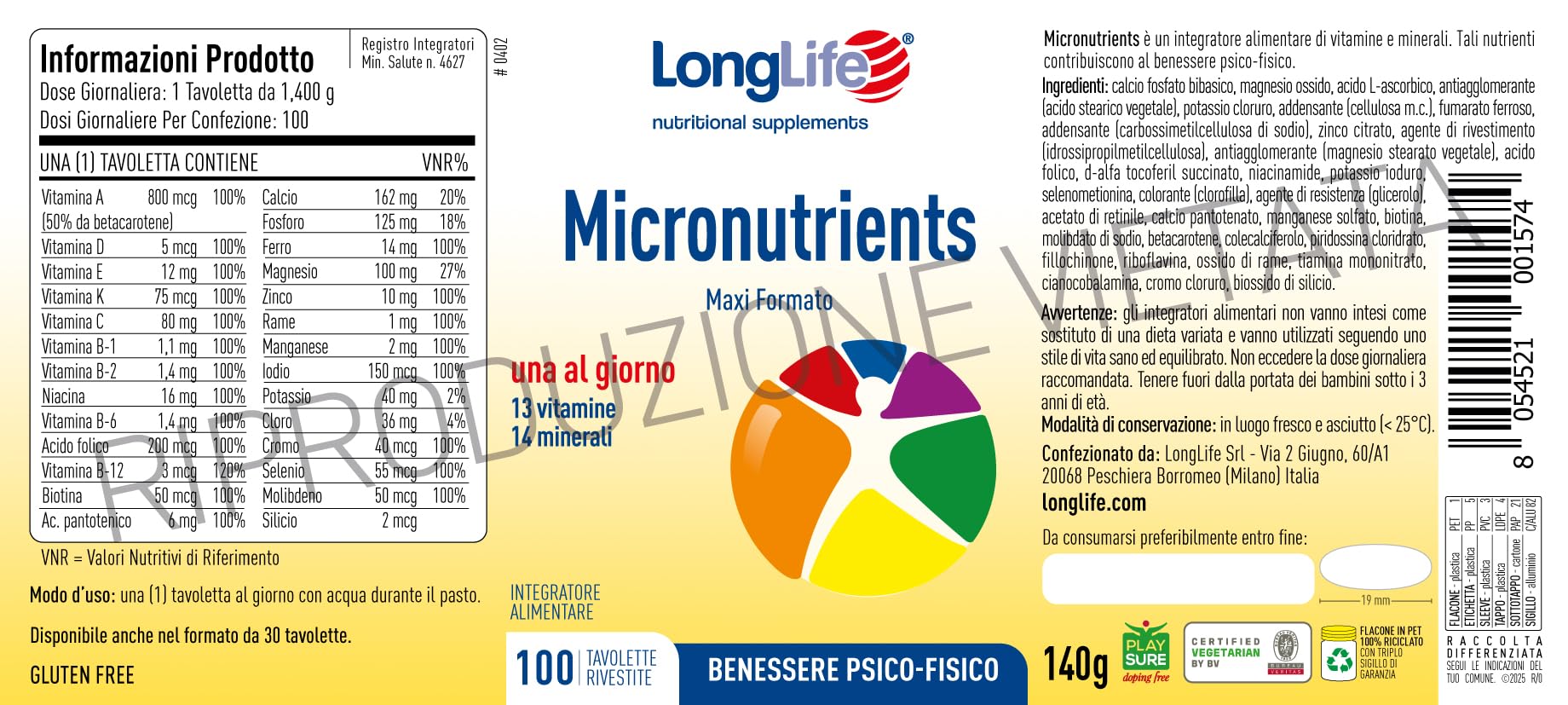 longlife-micronutrients-100-tav-multivitaminico-13-vitamine-14-minerali-alto-dos image 3