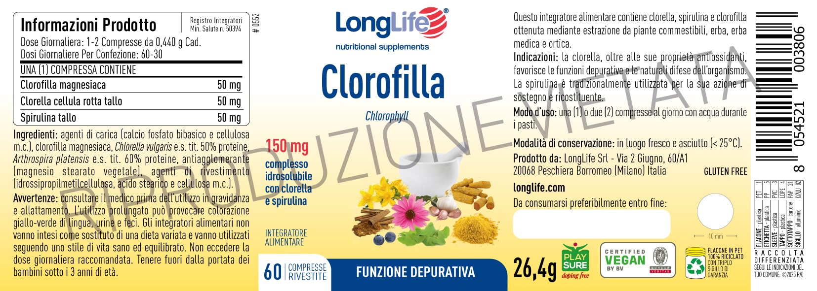 longlife-clorofilla-con-chlorella-e-spirulina-antiossidante-depurativo-vegano image 3