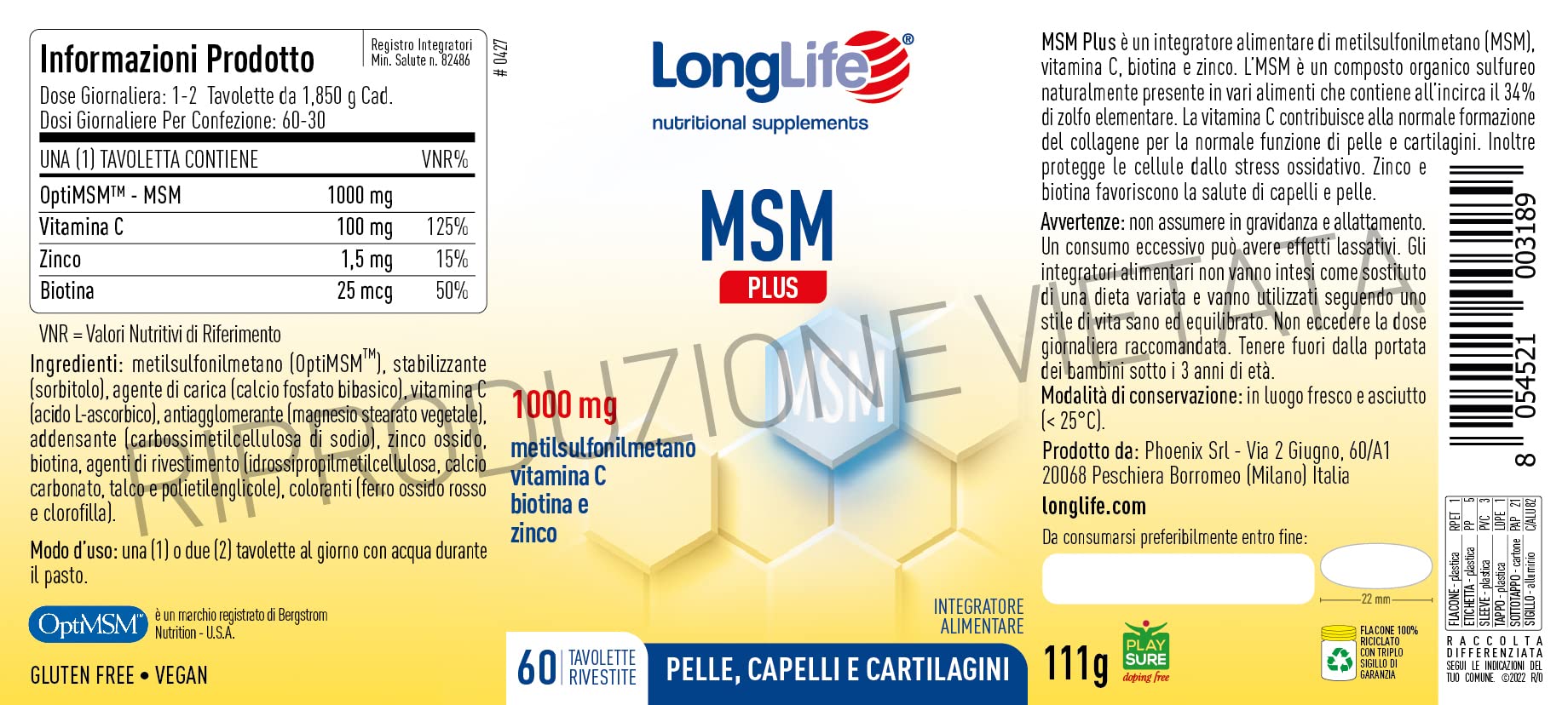 longlife-msm-plus-con-optimsm-vitamina-c-biotina-e-zinco-60-tavolette image 3