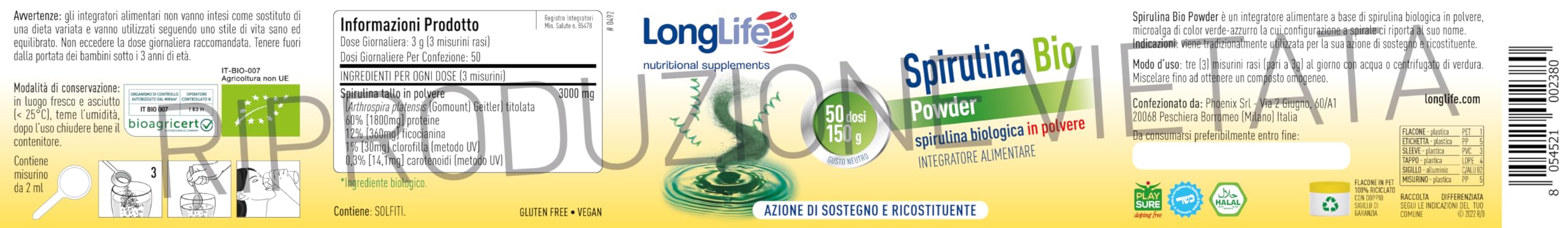 longlife-spirulina-bio-powder-alga-spirulina-biologica-in-polvere-50-dosi image 3