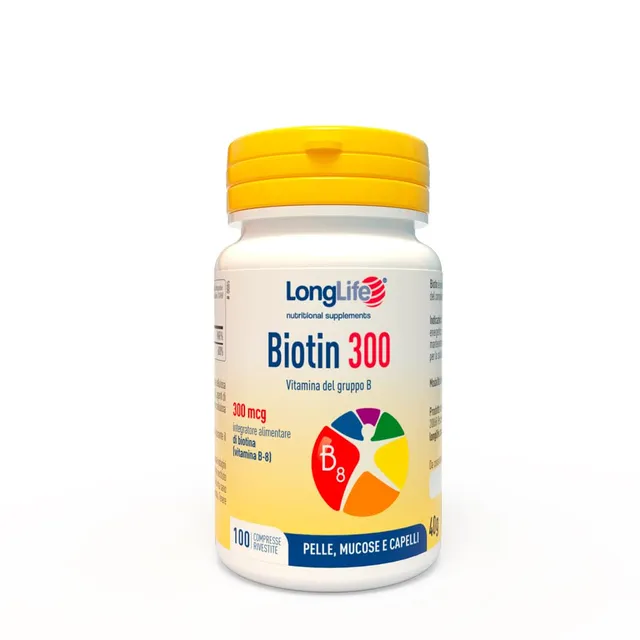 longlife-biotin-300-integratore-biotina-300-mcg-vitamina-b8-per-capelli-pelle-e- image 1