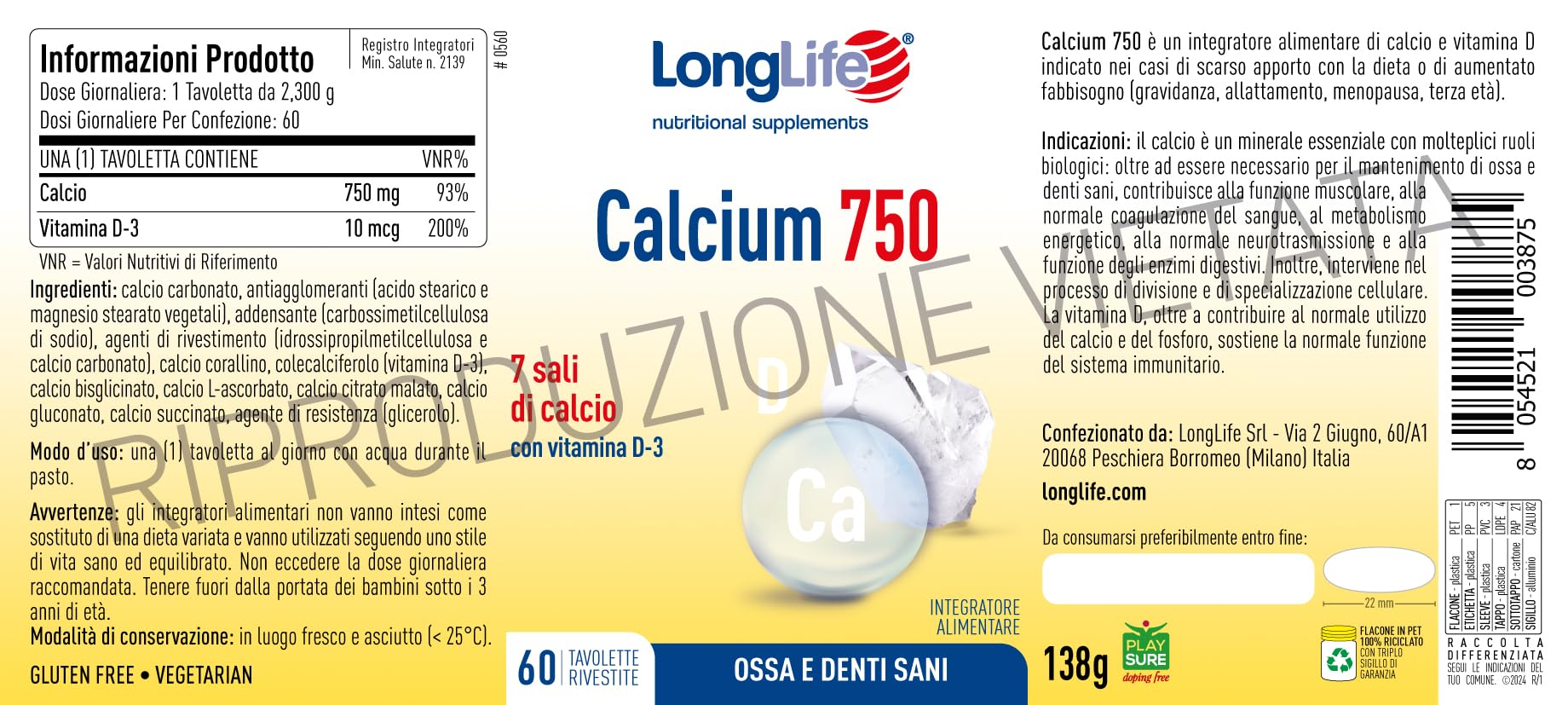 longlife-calcium-750-mg-vitamina-d3-integratore-ossa-in-tavolette image 3