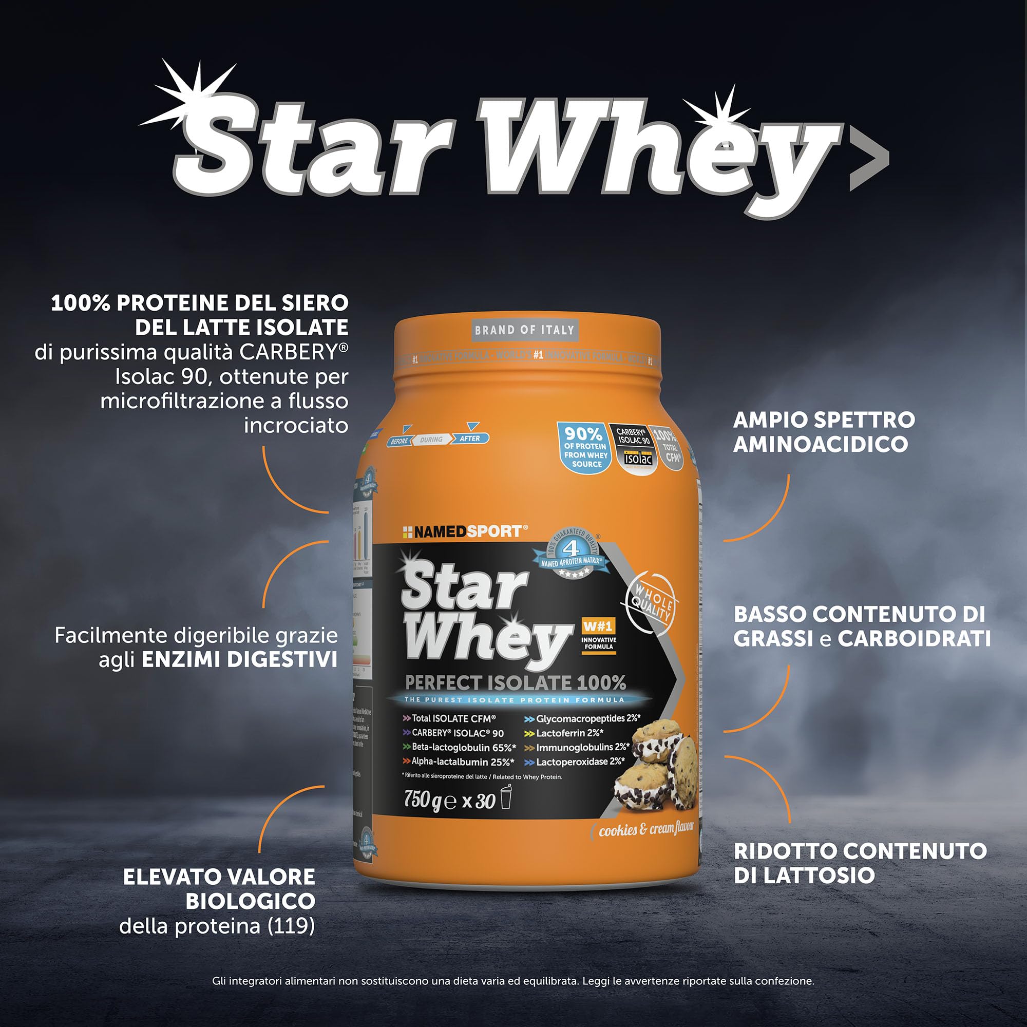 namedsport-star-whey-isolate-proteine-cookies-cream-750g image 2