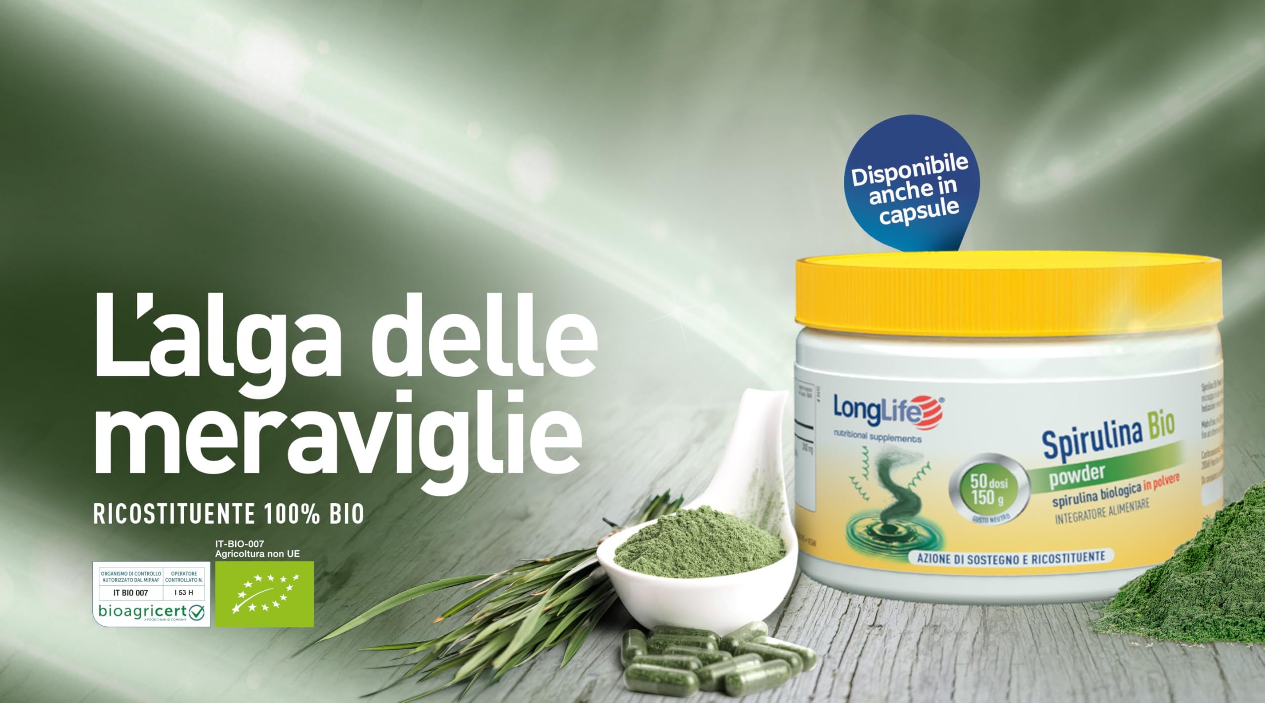 longlife-spirulina-bio-powder-alga-spirulina-biologica-in-polvere-50-dosi image 2