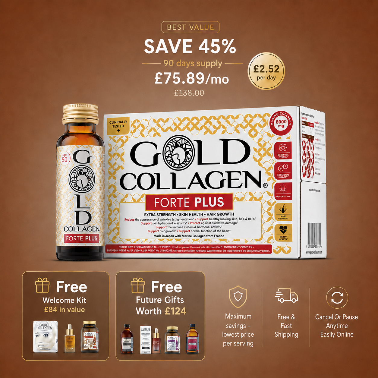 gold-collagen-forte-plus-integratore-di-collagene-da-bere-alla-pesca-e-litchi image 1