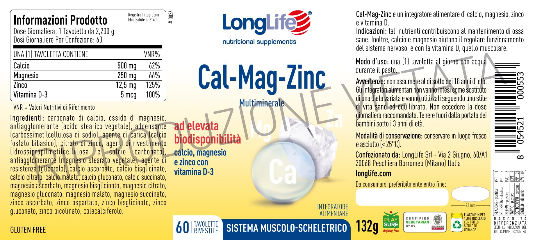longlife-cal-mag-zinc-con-vitamina-d-integratore-ossa-e-muscoli-60-tavolette image 3