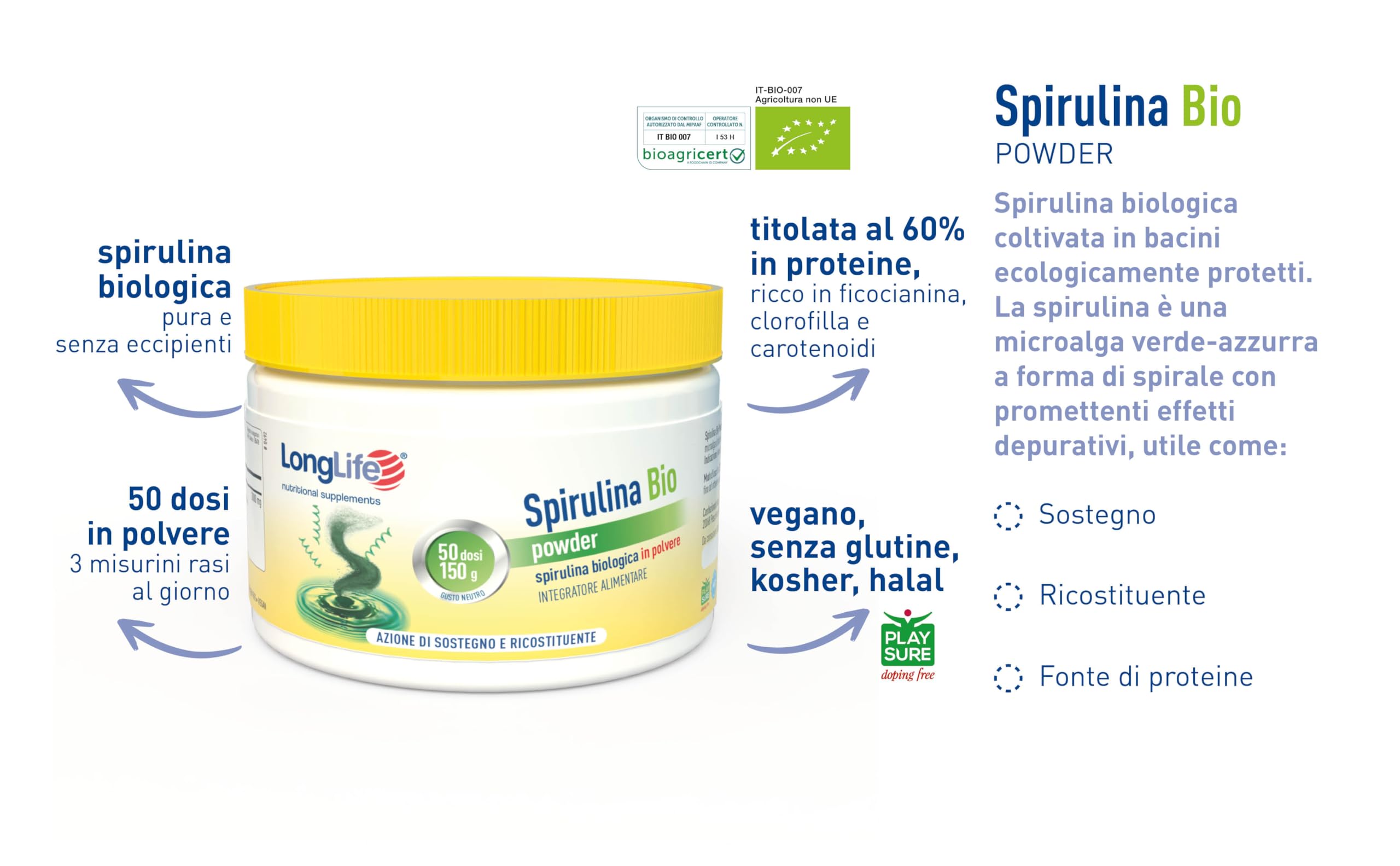 longlife-spirulina-bio-powder-alga-spirulina-biologica-in-polvere-50-dosi image 4