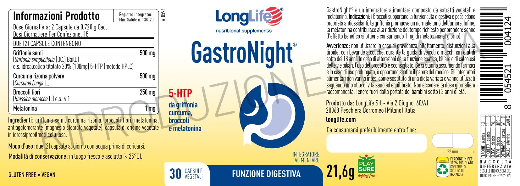 longlife-gastronight-integratore-digestivo-con-melatonina-30-capsule-vegetali image 3