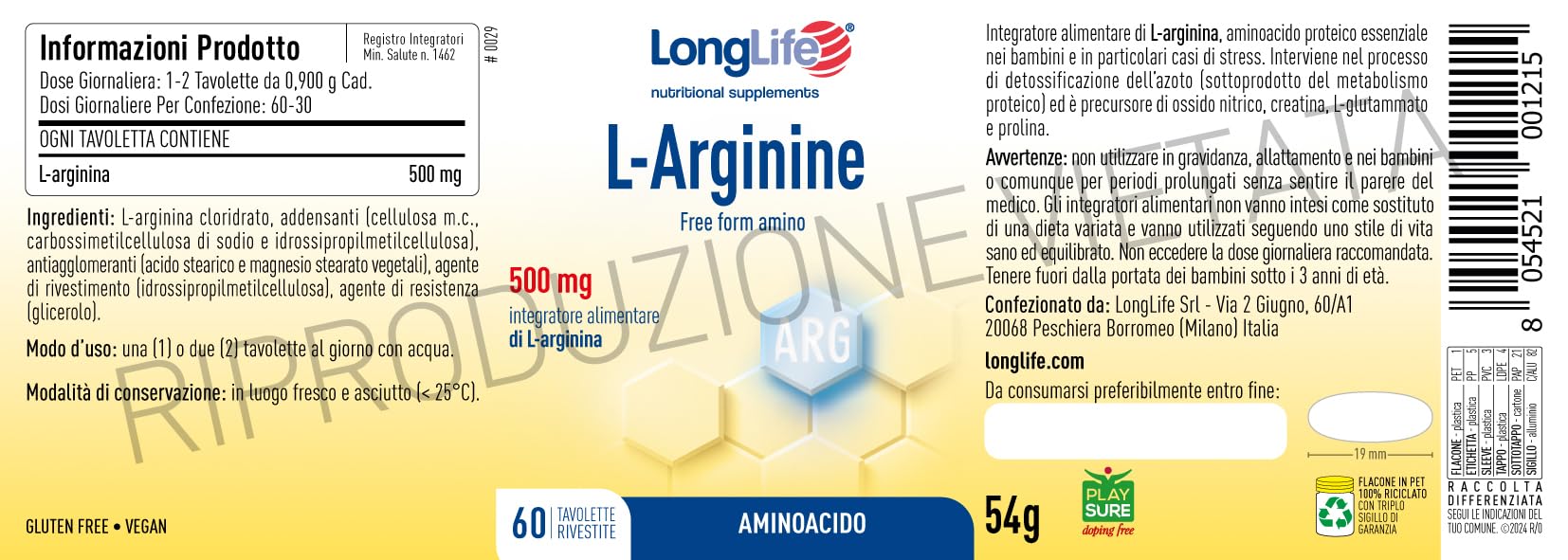 longlife-l-arginine-integratore-arginina-hcl-500-mg-tavolette image 3