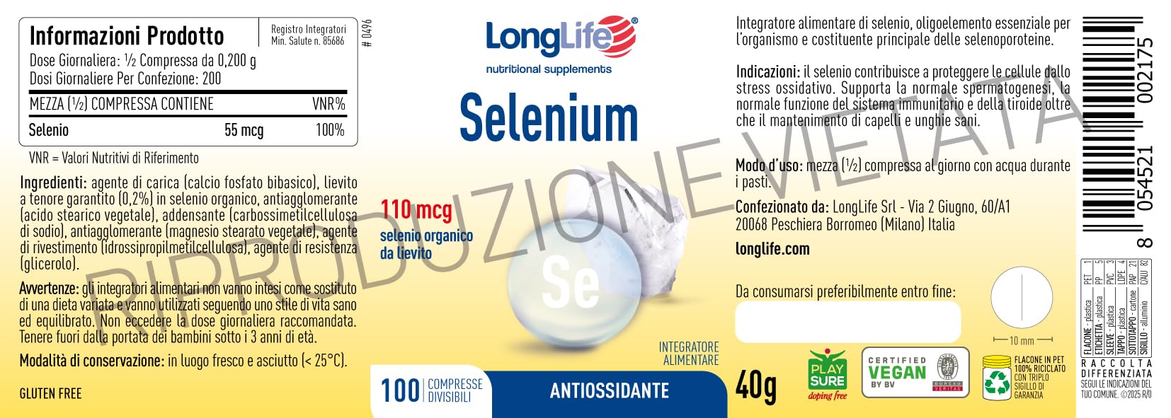 longlife-selenium-integratore-selenio-organico-200-compresse-vegane image 3