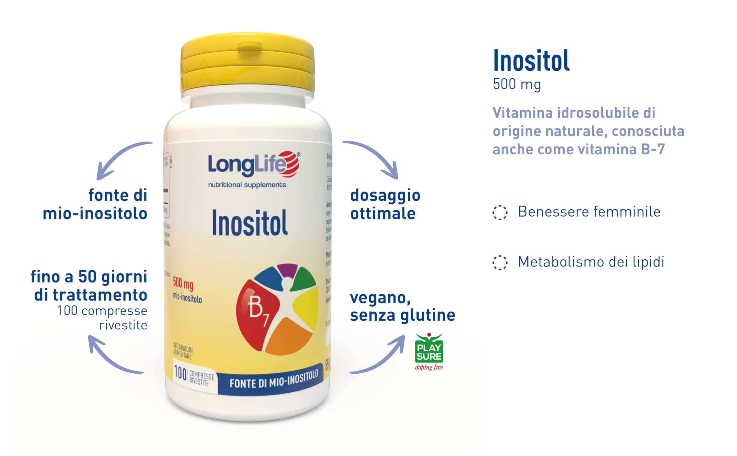 longlife-inositol-mio-inositolo-vitamina-b7-100-compresse-vegane-benessere-femmi image 4