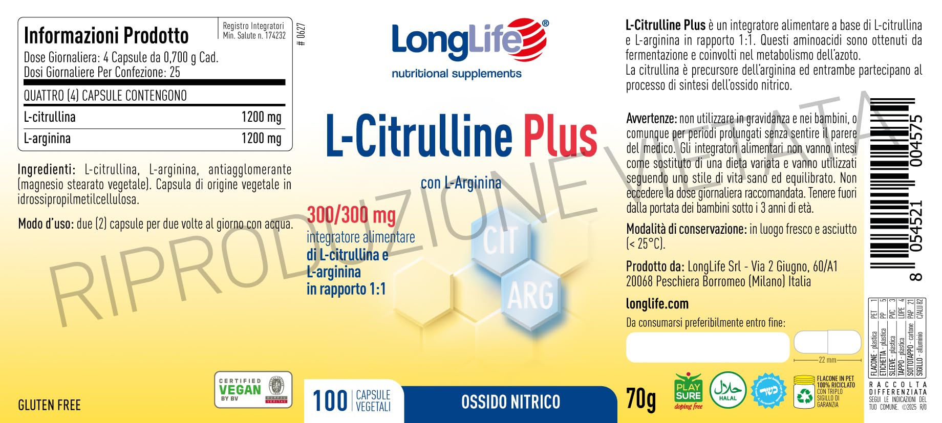 longlife-l-citrulline-plus-l-citrullina-e-l-arginina-1-1-capsule-vegetali image 3