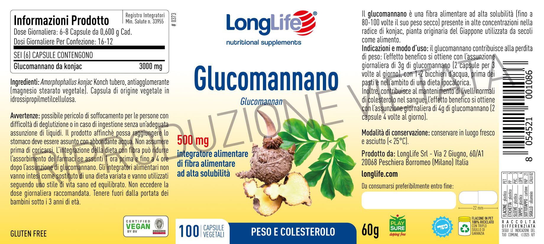longlife-glucomannano-3000-mg-fibra-konjac-100-capsule-vegetali-vegane image 3