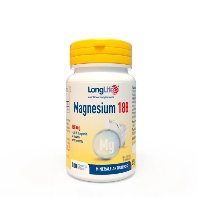 longlife-magnesium-188-integratore-magnesio-5-sali-100-compresse-rivestite-188-m image 1